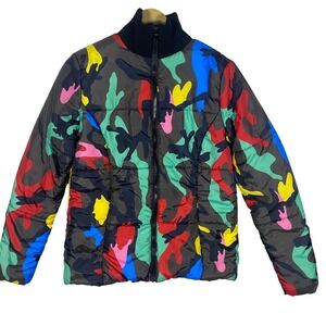 Modx Colorful Camo Puffer Jacket Streetwear Women's Size S